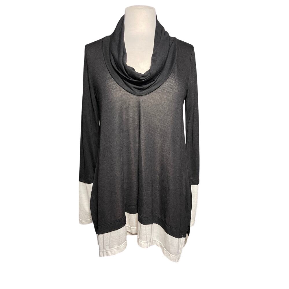 NWT ANTHROPOLOGIE SPLENDID Women’s Layered-Look Black Cowl Neck Top